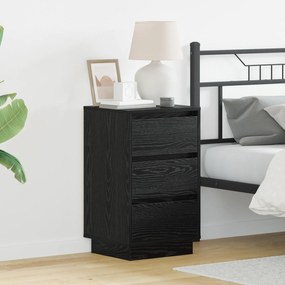 vidaXL Criado-mudo com LED Carvalho Preto 39x34,5x65 cm Madeira Engenharia