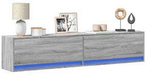 vidaXL Móvel de parede p/ TV c/ luzes LED 180x31x38 cm cinzento sonoma