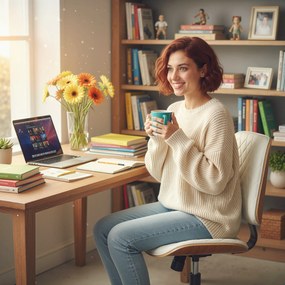 Cadeira de Escritório sem Braços Giratória Estofada em Couro Sintético com Encosto Curvado Assento em Forma de U Altura Ajustável Basculante 48,5x53x8