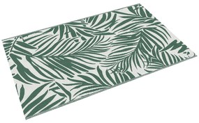 Tapete de Exterior 152x243 cm Reversível com Padrão de Folhas para Varanda Pátio Campismo Praia Verde Escuro e Branco