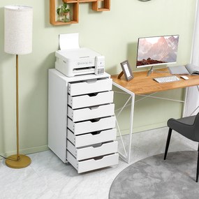 Armário de escritório com rodas, com 7 gavetas organizadoras 47,5 x 39,5 x 90 cm branco