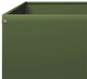 Canteiro elevado de jardim 100x100x18,5 cm aço verde azeitona