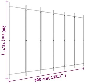 Biombo com 6 painéis 300x200 cm tecido branco