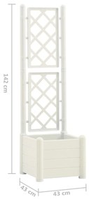 Vaso/floreira de jardim com treliça 43x43x142 cm PP branco