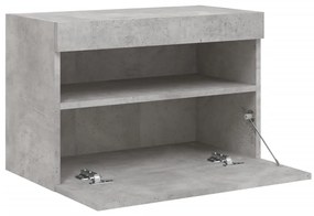 Móvel de parede p/ TV c/ luzes LED 60x30x40 cm cinza cimento