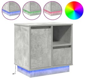 Mesas de cabeceira com LED 2 pcs betão cinza 50x34.5x50 cm