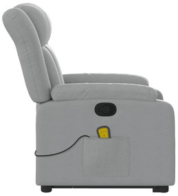 Poltrona reclinável massagens tecido cinzento-claro