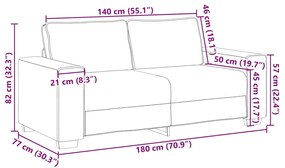 Sofá de 2 lugares em tecido 140 cm cinzento-escuro