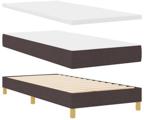 Cama Box Spring com colchão Castanho Escuro 90x200 cm Tecido