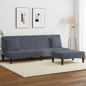 vidaXL 2 pcs conjunto de sofás com almofadas veludo cinzento-escuro