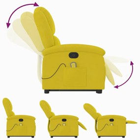 Poltrona elevatória de massagens veludo amarelo