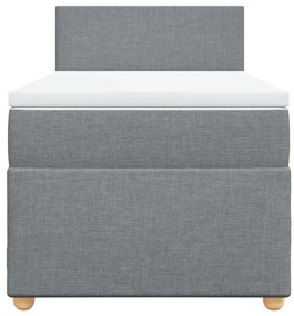 Cama com molas/colchão 90x200 cm tecido cinza-claro