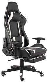20488 vidaXL Cadeira de gaming giratória com apoio de pés PVC branco