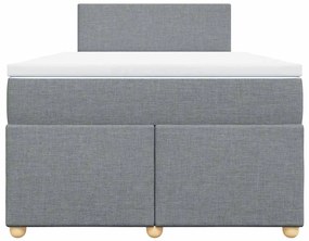 Cama boxspring com colchão 120x190 cm tecido cinzento-claro
