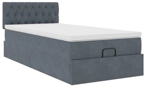 Estrutura cama otomana colchão 90x190 cm veludo cinzento escuro