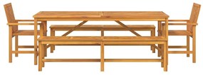 Conjunto de Jantar de Jardim com 5 Peças de Madeira Sólida de Acácia