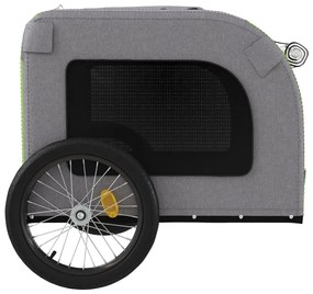 Reboque bicicleta p/ animais tecido oxford/ferro verde/cinza