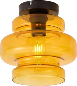 Plafon de teto retro preto com vidro laranja - Denise
