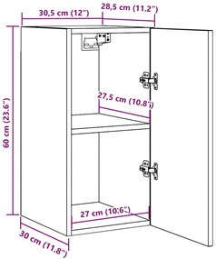 Móveis de TV 2 pcs 30,5x30x60 cm madeira cor carvalho fumado