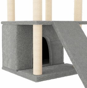 Árvore p/ gatos c/ postes arranhadores sisal 133 cm cinza-claro