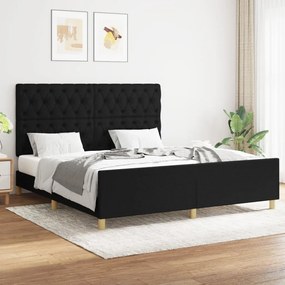 Estrutura de cama sem colchão 160x200 cm tecido preto
