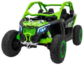 Carro elétrico para Crianças 2 Lugares 24V CAM-AM Buggy Maverick Turbo RR STRONG Motor 320 W, Rodas AR bombeado, assento couro ecológico Verde