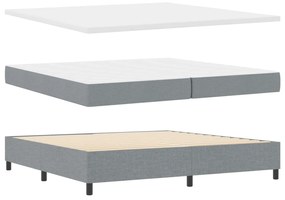 vidaXL Cama Box com colchão com led Cinzento-claro 200 x 200 cm tecido
