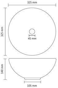 Lavatório WC luxuoso redondo 32,5x14cm cerâmica castanho mate