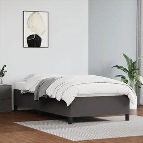 Estrutura de Cama Salu em Couro Artificial Cinza - 90x190cm - Design M