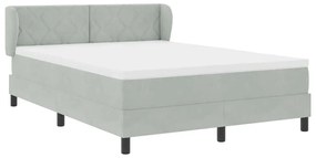 Cama Box Spring com Colchão Cinza Claro 140x200 cm Veludo