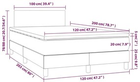 Cama box spring c/ colchão/LED 120x200cm couro artificial preto