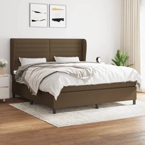 vidaXL Cama com molas/colchão 160x200 cm tecido castanho-escuro