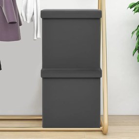 vidaXL Bancos de arrumação dobráveis 2 pcs PVC cinzento