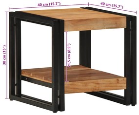 Mesa de Café vidaXL 40x50x38 cm Madeira Sólida de Acácia