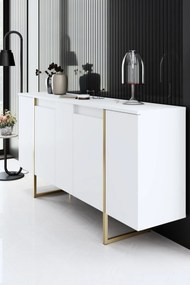 Aparador "Madrid" com 4 Portas - Branco e Dourado - 160x80x35 cm - Des
