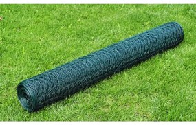 vidaXL Cerca de arame galinheiro c/ revestimento em PVC 25x0,5 m verde