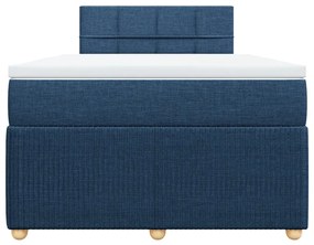 Cama boxspring com colchão 120x190 cm tecido azul