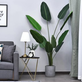 Outsunny Planta artificial com grandes folhas de palmeira Árvore realista com pote 10 folhas Ф18x180cm para decoração de interiores e exteriores