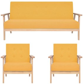 vidaXL 3 pcs conjunto de sofás tecido amarelo
