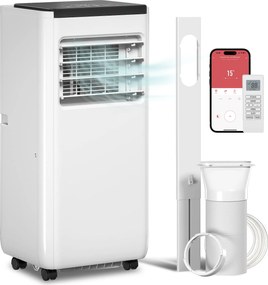 HOMCOM Ar Condicionado Portátil 10 BTU com WiFi Arrefecimento Desumidificador Ventoinha Temporizador para 30 m² 33x28x71 cm Branco | Aosom Portugal