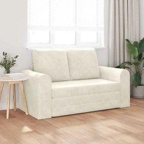 Sofá-Cama 2 em 1 Creme 148x71x83 cm Veludo