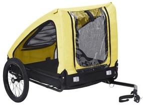 Reboque bicicleta p/ animais amarelo e preto