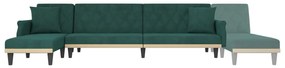 Sofá-cama em forma de L 271x140x70 cm veludo verde-escuro