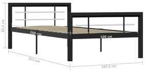 Estrutura de cama 90x200 cm metal preto e branco