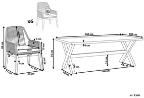 Conjunto de jardim com mesa 200 x 100 cm e 6 cadeiras em branco e creme OLBIA Beliani