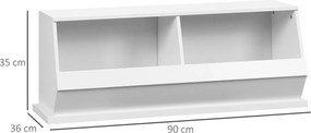 Móvel com 2 compartimentos e caixas de arrumação em MDF - dim. 90 x 36 x 35 cm - branco