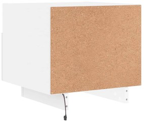 Mesa de cabeceira com luzes LED 40x39x37 cm branco