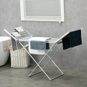 Estendal elétrico para roupa com 2 alas laterais extensíveis e estrutura em liga de alumínio, 144 x 53 x 91 cm