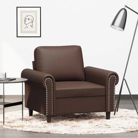 vidaXL Poltrona 60 cm couro artificial castanho