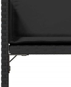Cadeiras de jardim com almofadões 4 pcs vime PE preto